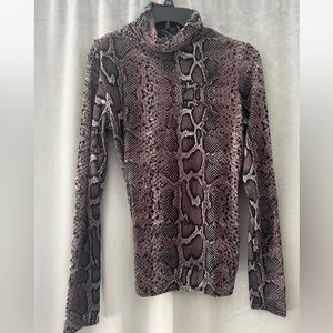 Snakeskin print long sleeve turtleneck